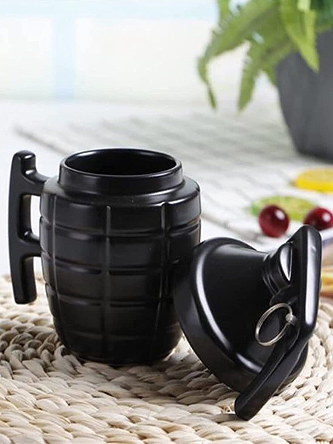 BonZeaL Black Solid Ceramic Matte Cups Set of Cups and Mugs Price in India