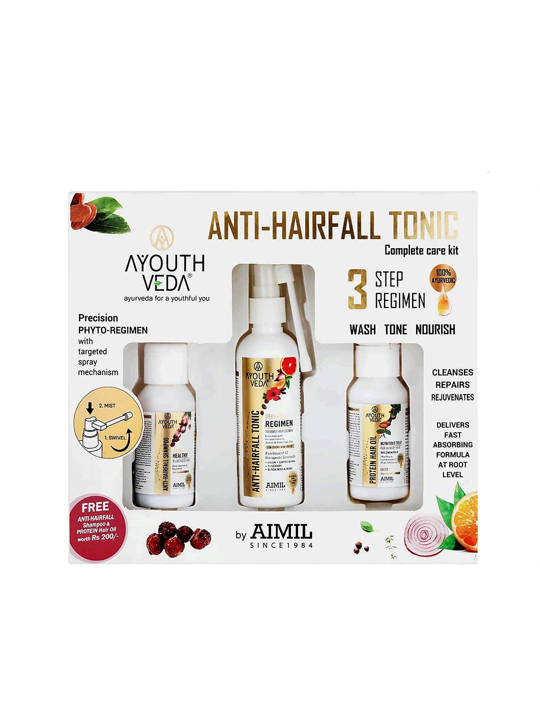 AYOUTHVEDA Anti-Hairfall Tonic Complete Care Kit 100ml