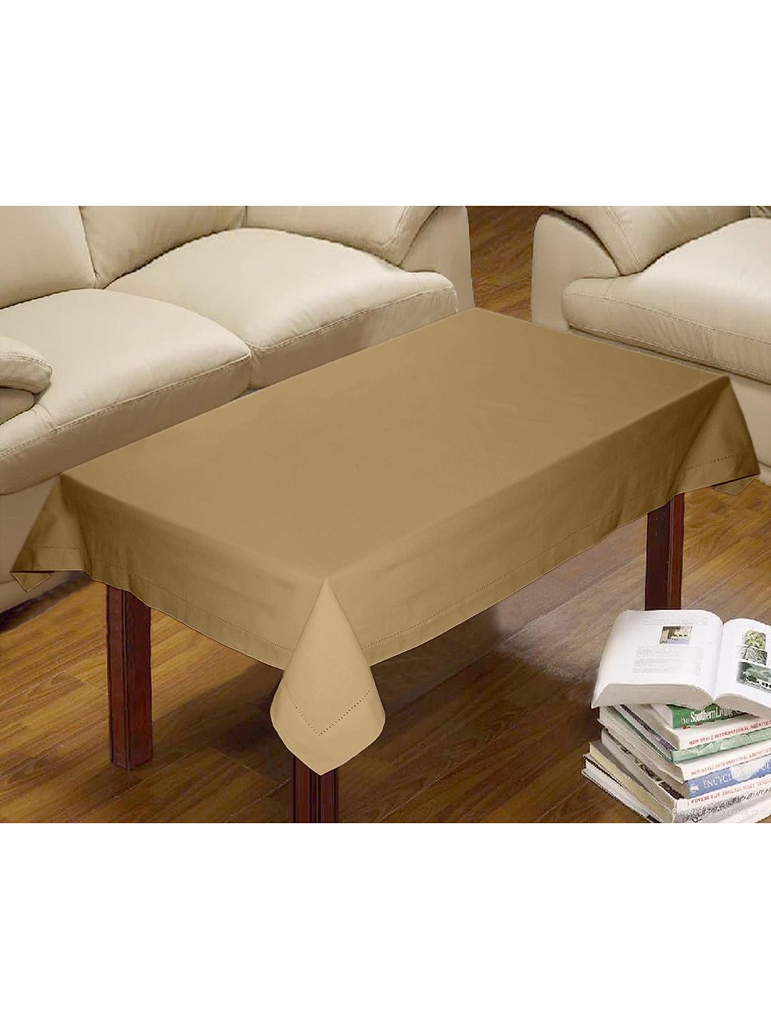 Lushomes Beige Solid 4 Seater Cotton Table Cloth Price in India