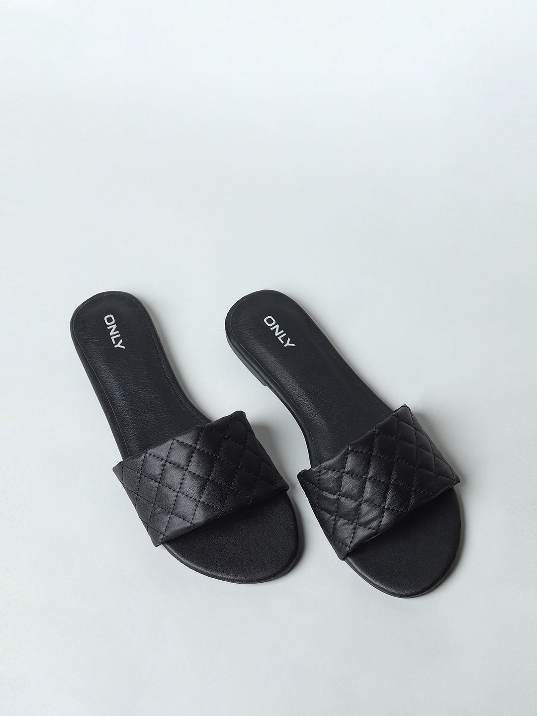 ONLY Women Black Quilted Sliders Price in India