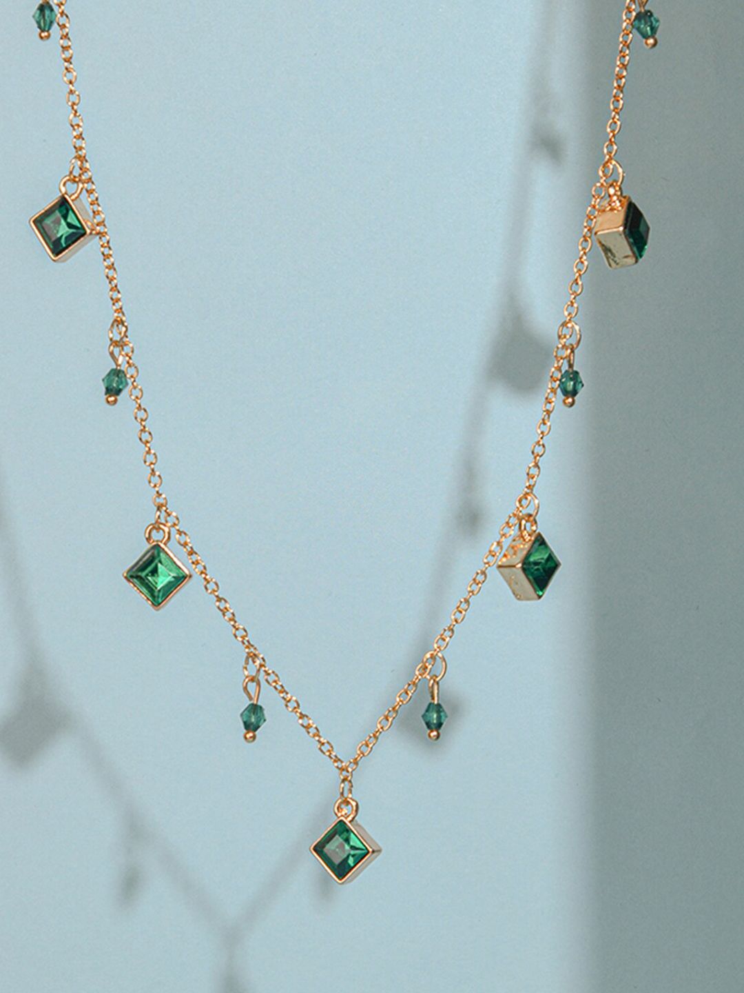 Accessorize Gold-Toned & Green Handcrafted Necklace Price in India