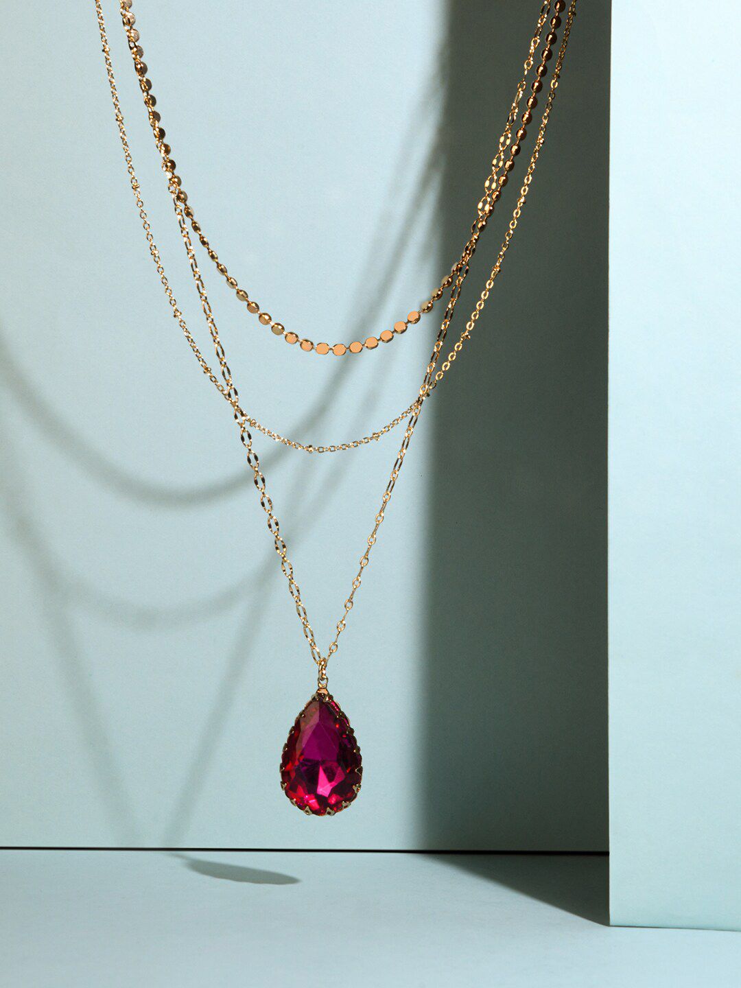 Accessorize Gold-Toned & Pink Handcrafted Necklace Price in India