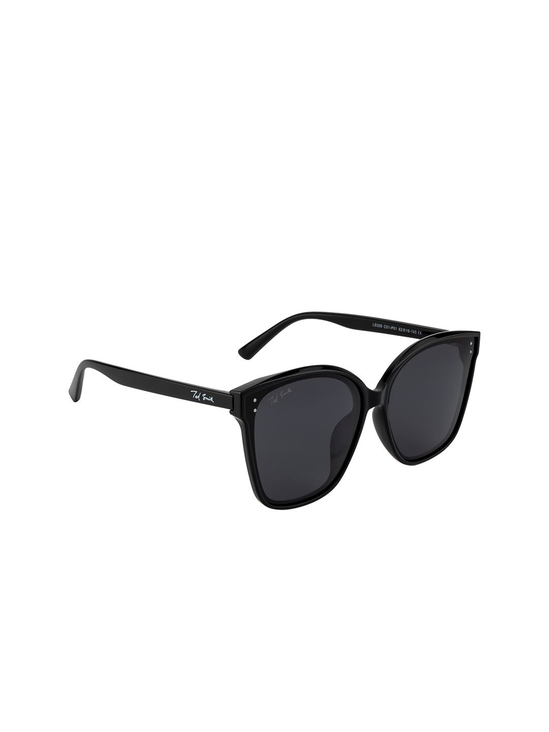 Ted Smith Unisex Grey Lens & Black Square Sunglasses with Polarised and UV Protected Lens Price in India