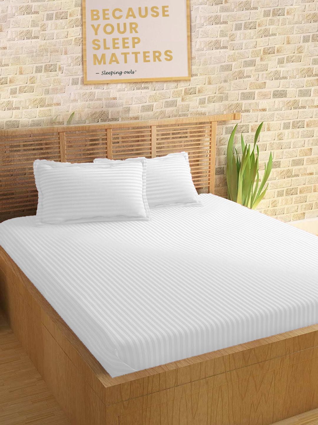 Sleeping Owls- because your sleep matters Unisex White Bedsheets Price in India