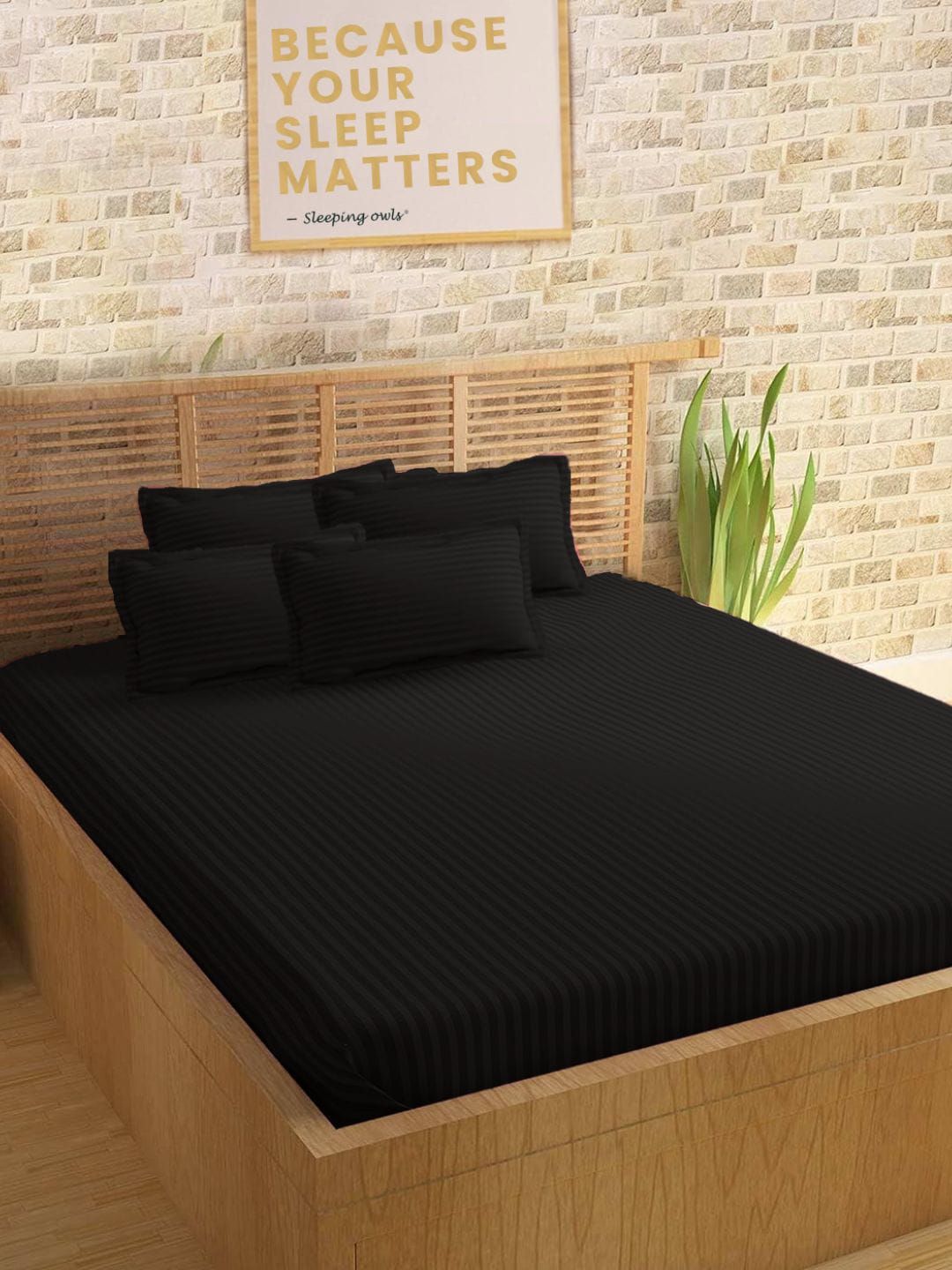 Sleeping Owls- because your sleep matters Unisex Black Bedsheets Price in India