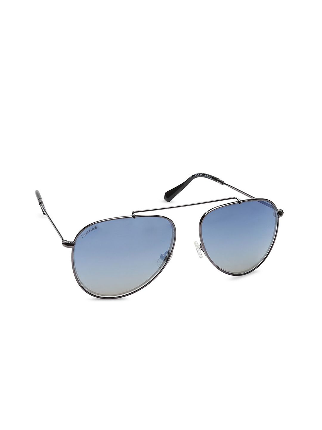 Fastrack Unisex Blue Lens & Gunmetal-Toned Aviator Sunglasses with UV Protected Lens