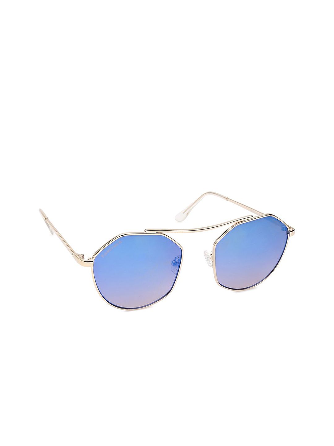 Fastrack Unisex Blue Lens & Gold-Toned Oval Sunglasses with UV Protected Lens Price in India