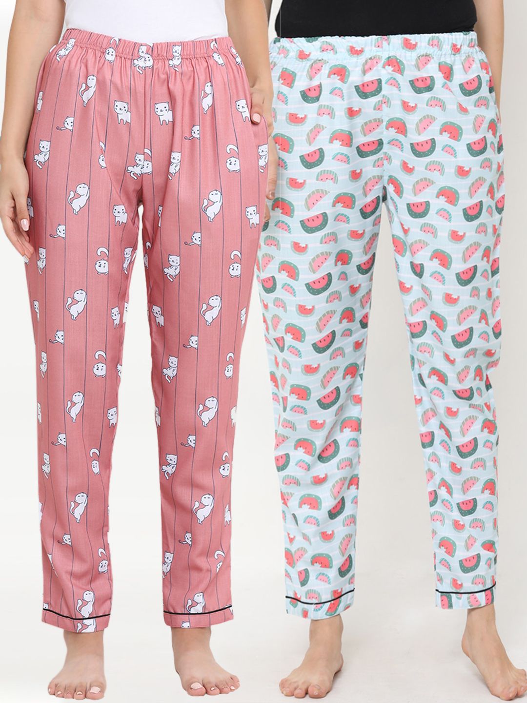 FashionRack Pack Of 2 Printed Cotton Lounge Pants Price in India