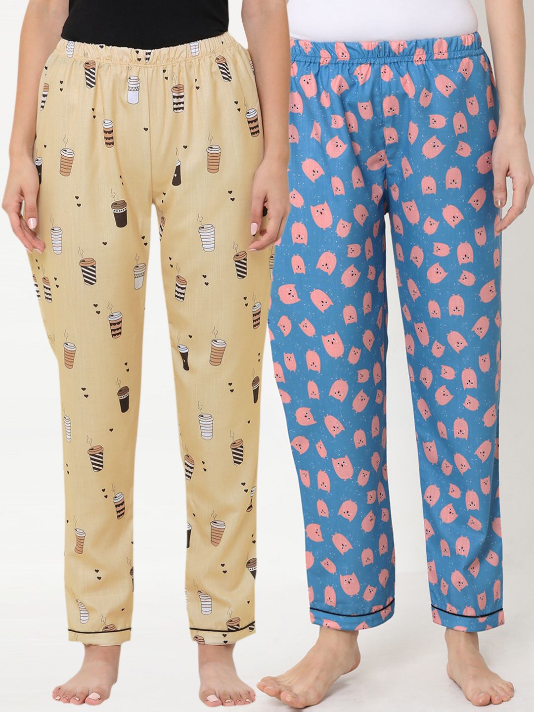 FashionRack Women Pack of 2 Printed Cotton Lounge Pants Price in India