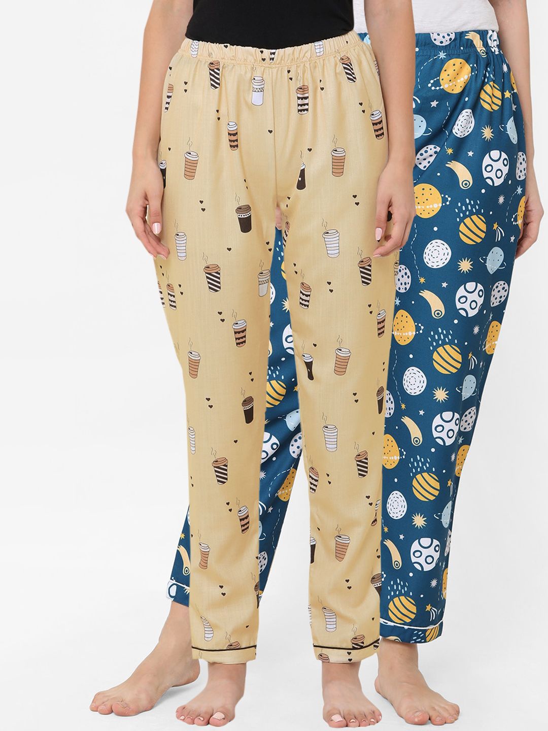 FashionRack Pack Of 2 Printed Cotton Lounge Pants Price in India