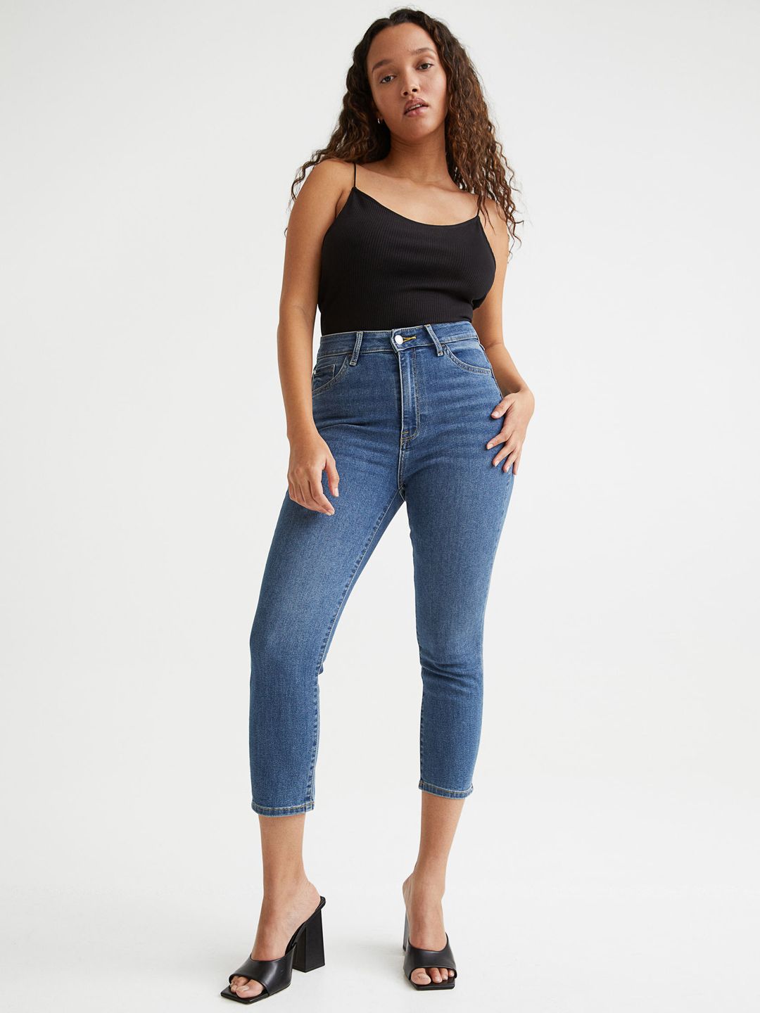 H&M Women Blue Skinny High Cropped Jeans Price in India