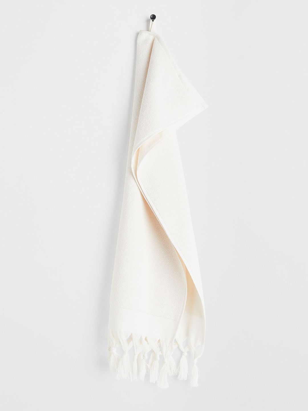 H&M White Solid Tasselled Hand Towel Price in India