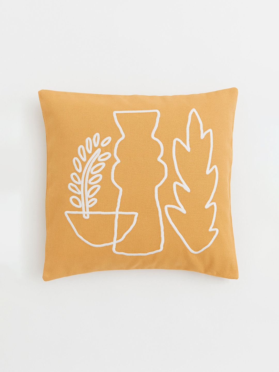 H&M Yellow Embroidered cushion cover Price in India