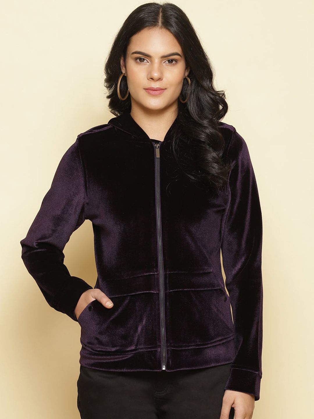Lakshita Women Purple Fleece Bomber Jacket Price in India