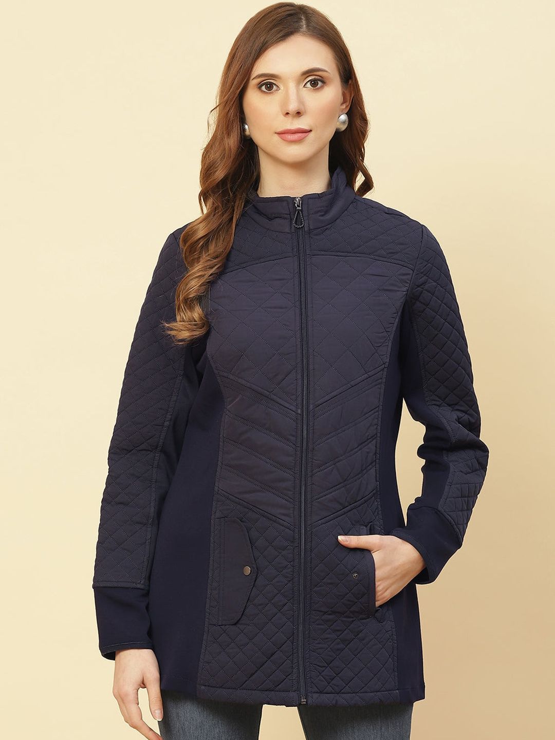 Lakshita Women Blue Longline Puffer Jacket Price in India