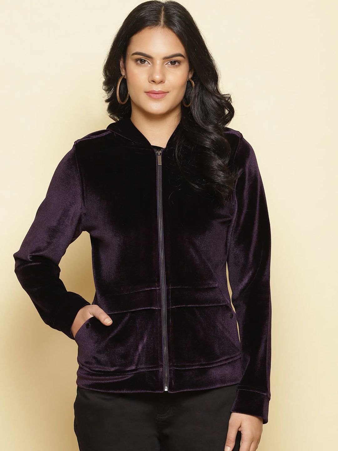 Lakshita Women Purple Fleece Bomber Jacket Price in India