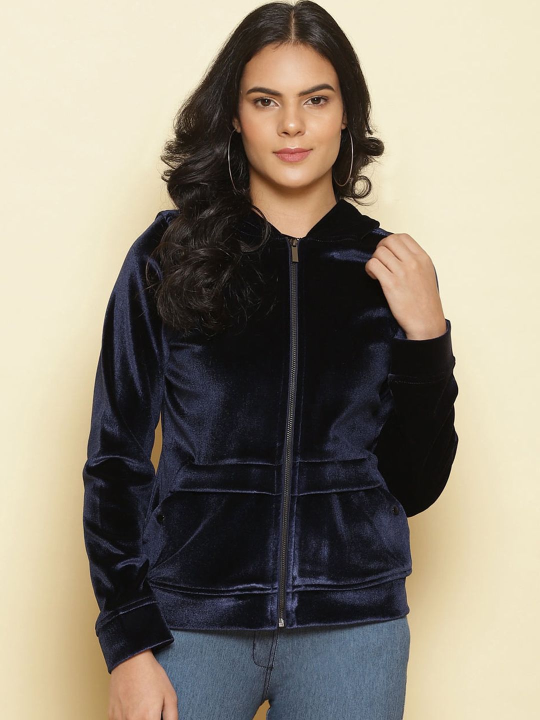 Lakshita Women Blue Floral Fleece Tailored Jacket Price in India