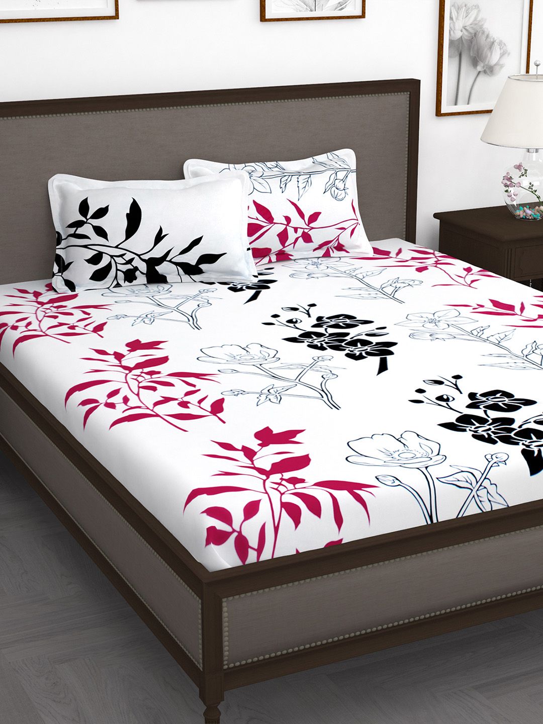 Story@home White Cotton 240 TC 1 King Double Bedsheet with 2 Pillow Covers Price in India