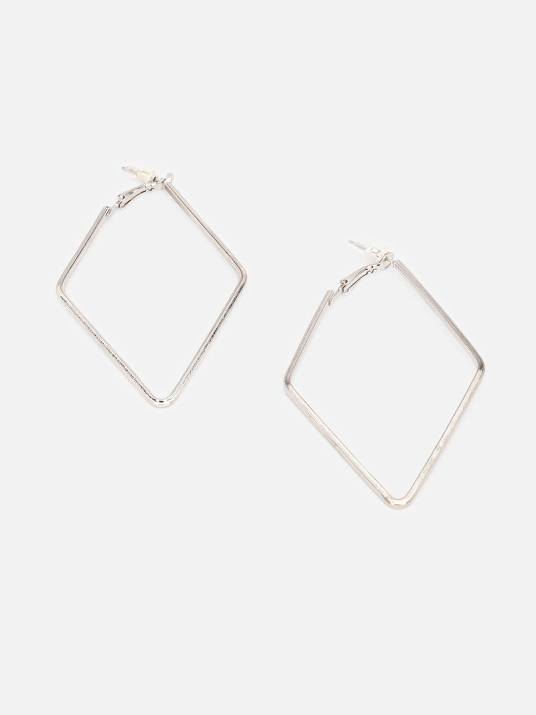 FOREVER 21 Silver-Toned Contemporary Hoop Earrings Price in India
