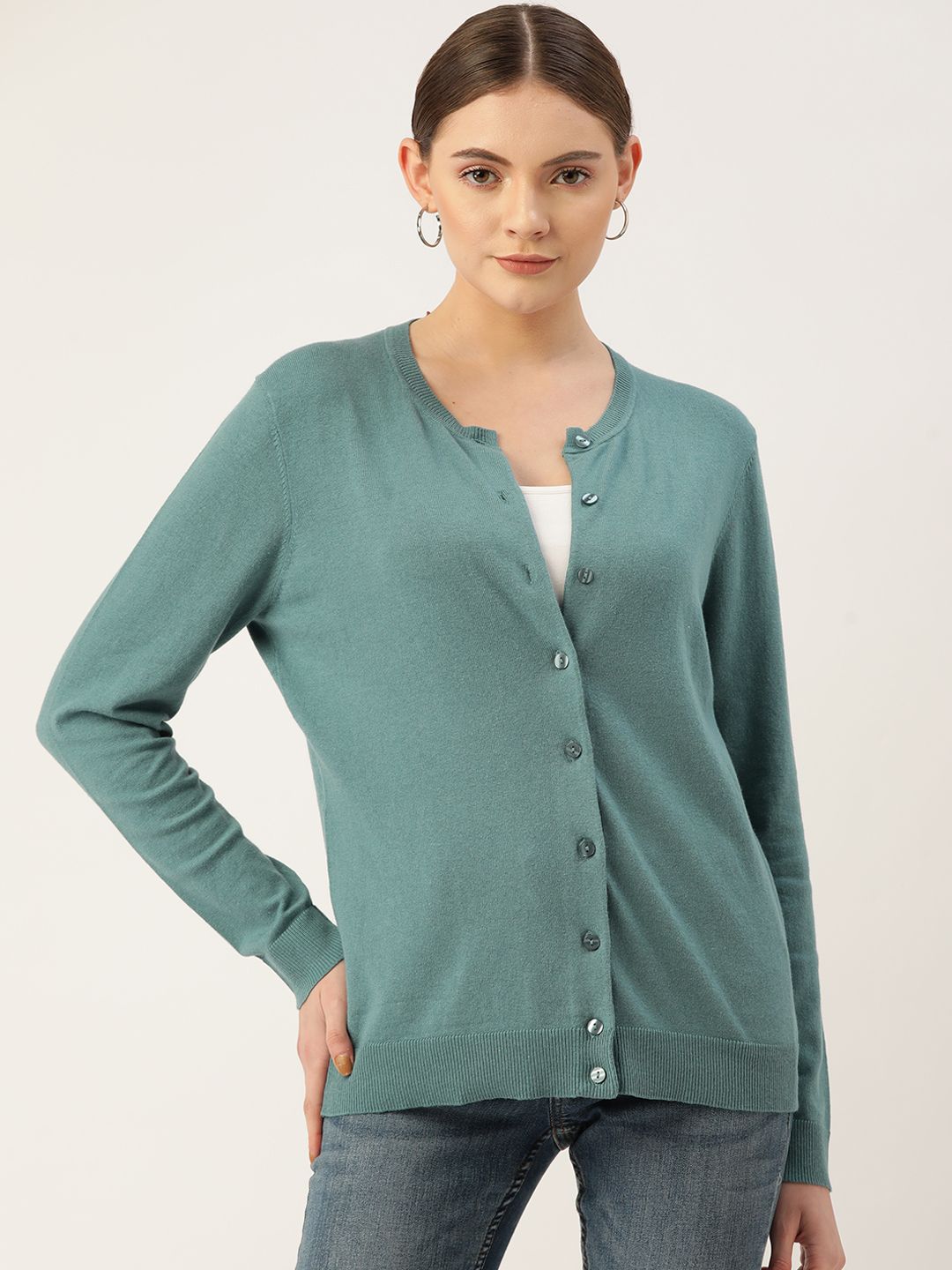 Macy's Karen Scott Women Green Solid Cardigan Price in India