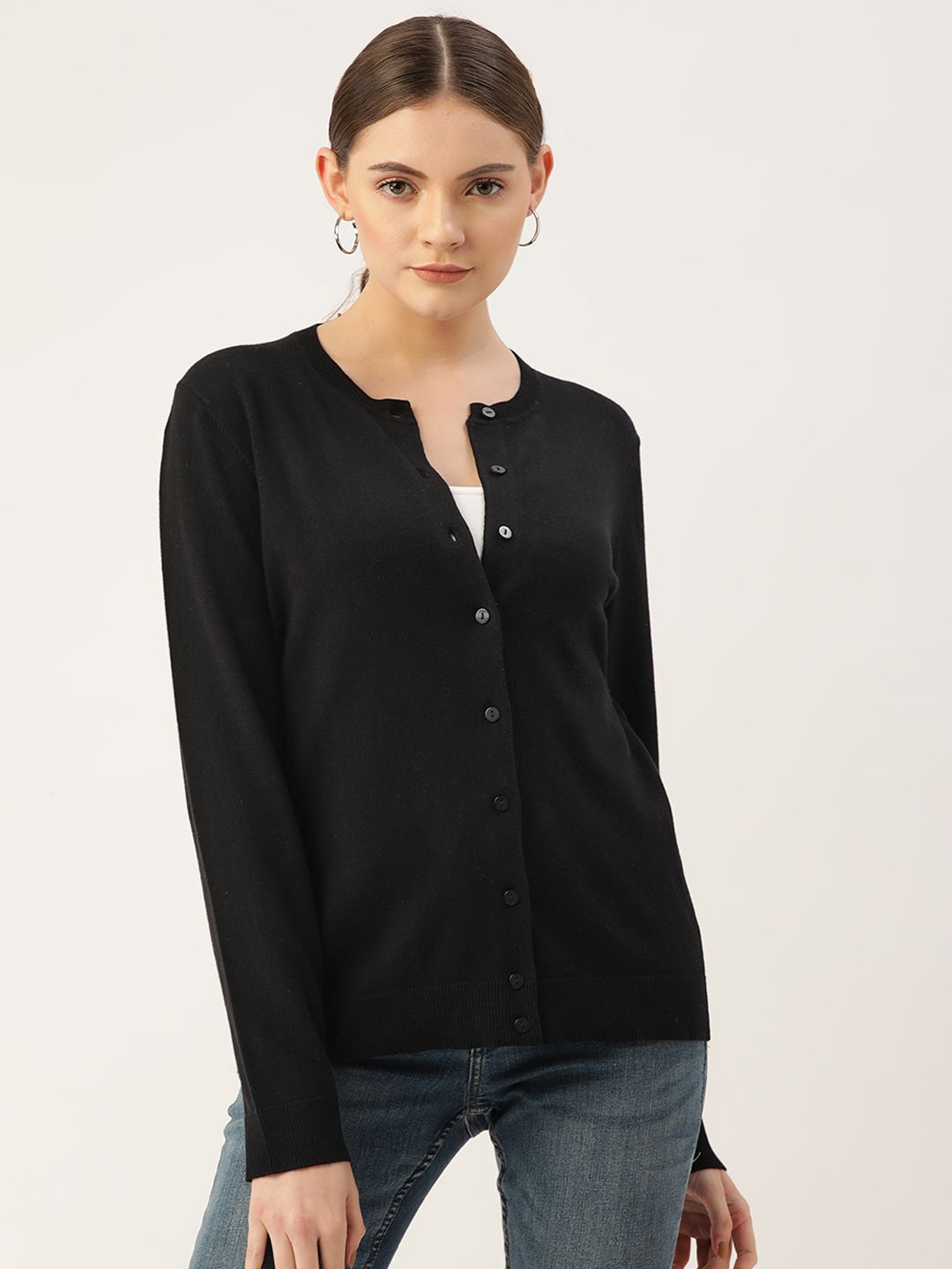 Macy's Karen Scott Women Black Solid Cardigan Price in India