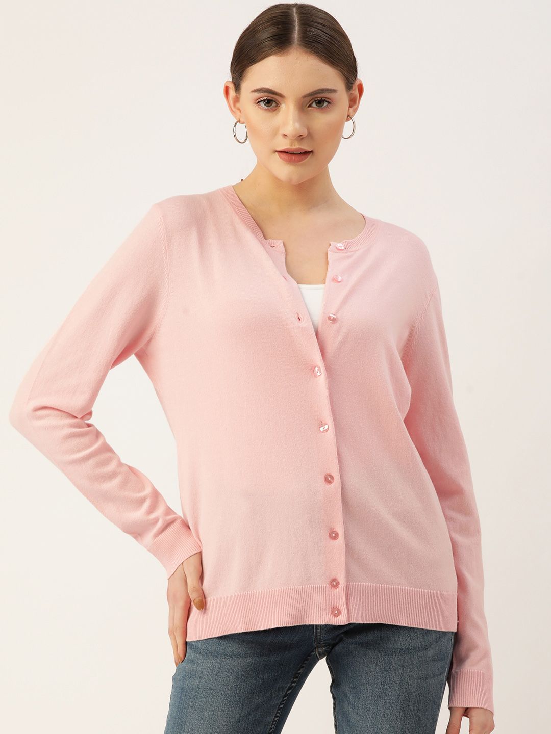 Macy's Karen Scott Women Pink Solid Cardigan Price in India