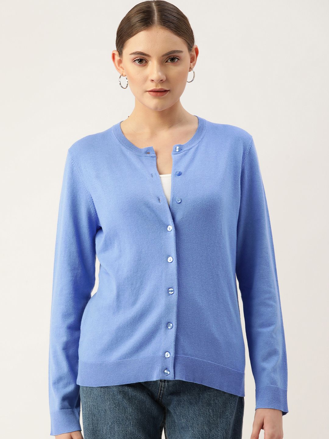 Macy's Karen Scott Women Blue Solid Cardigan Price in India