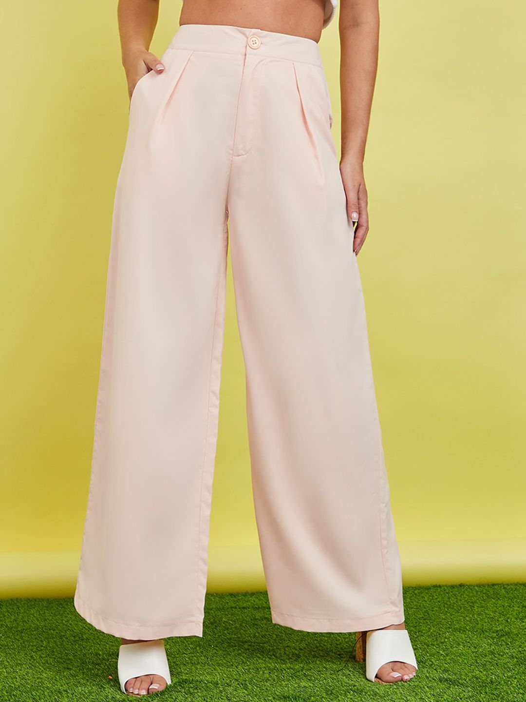 Styli Women Pink High-Rise Trousers Price in India
