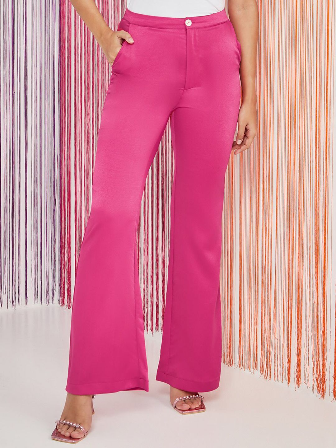 Styli Women Pink High-Rise Trousers Price in India