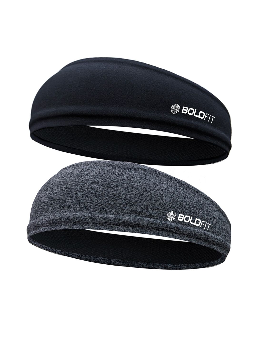 BOLDFIT Pack of 2 Black  Solid Headband Price in India