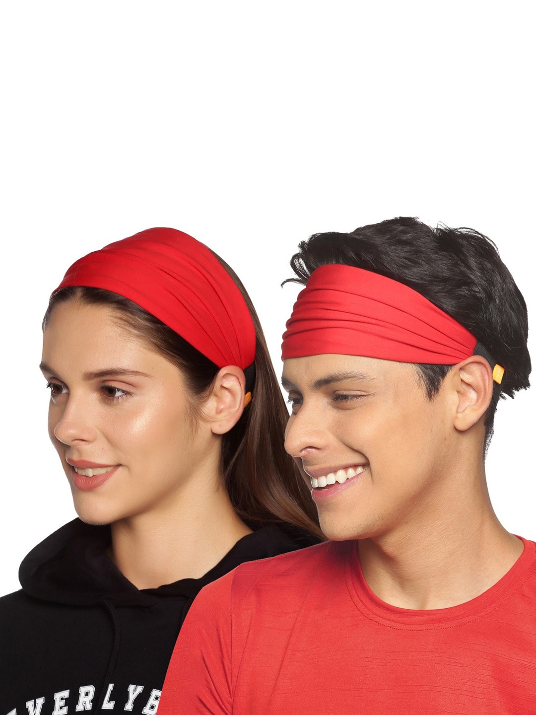 BOLDFIT Pack Of 2 Red Solid Bandana Headbands Price in India