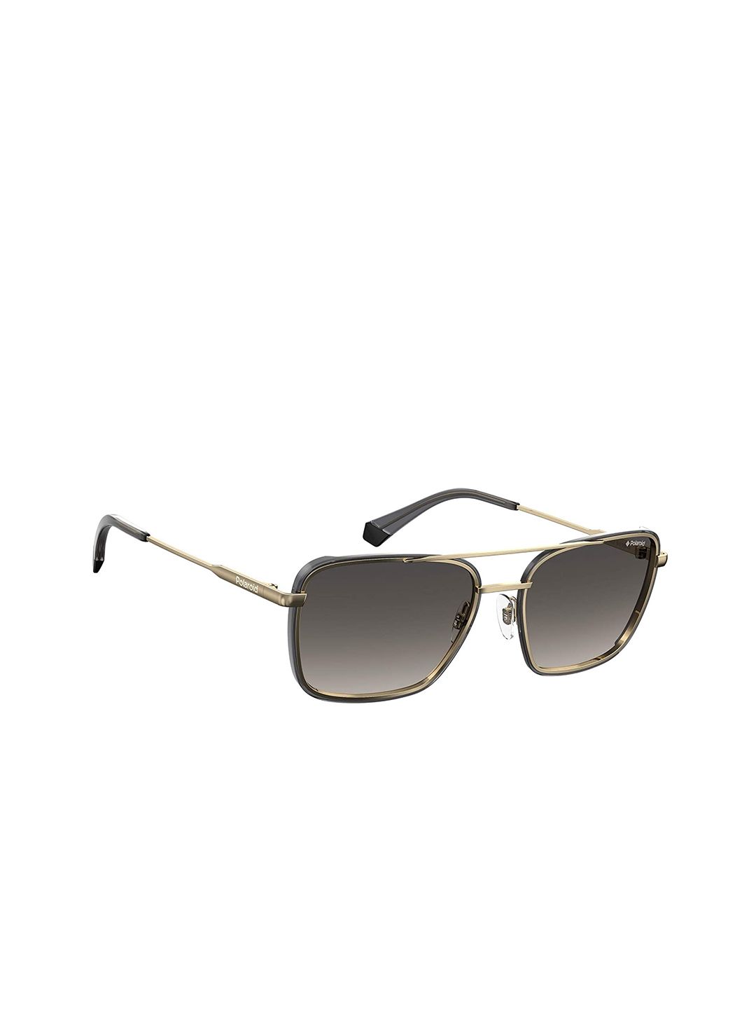 Polaroid Unisex Black Lens & Brown Square Sunglasses with Polarised and UV Protected Lens Price in India