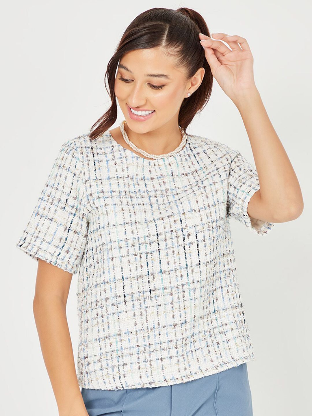 Styli White Extended Sleeves Top