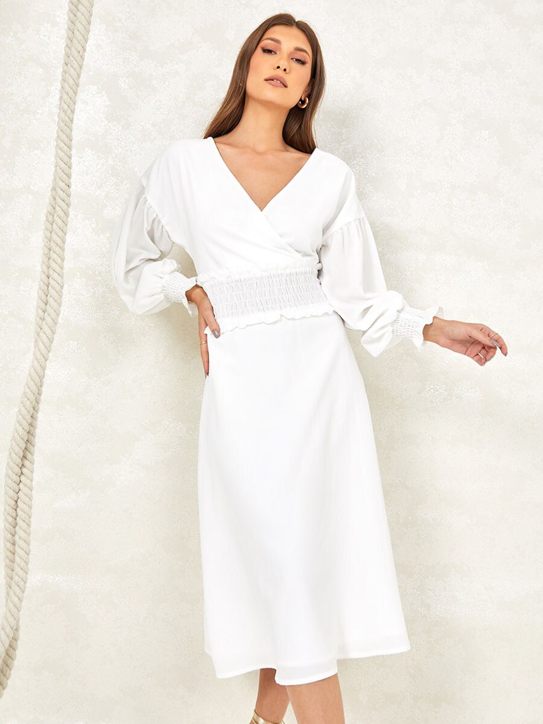 Styli White Peplum Dress Price in India