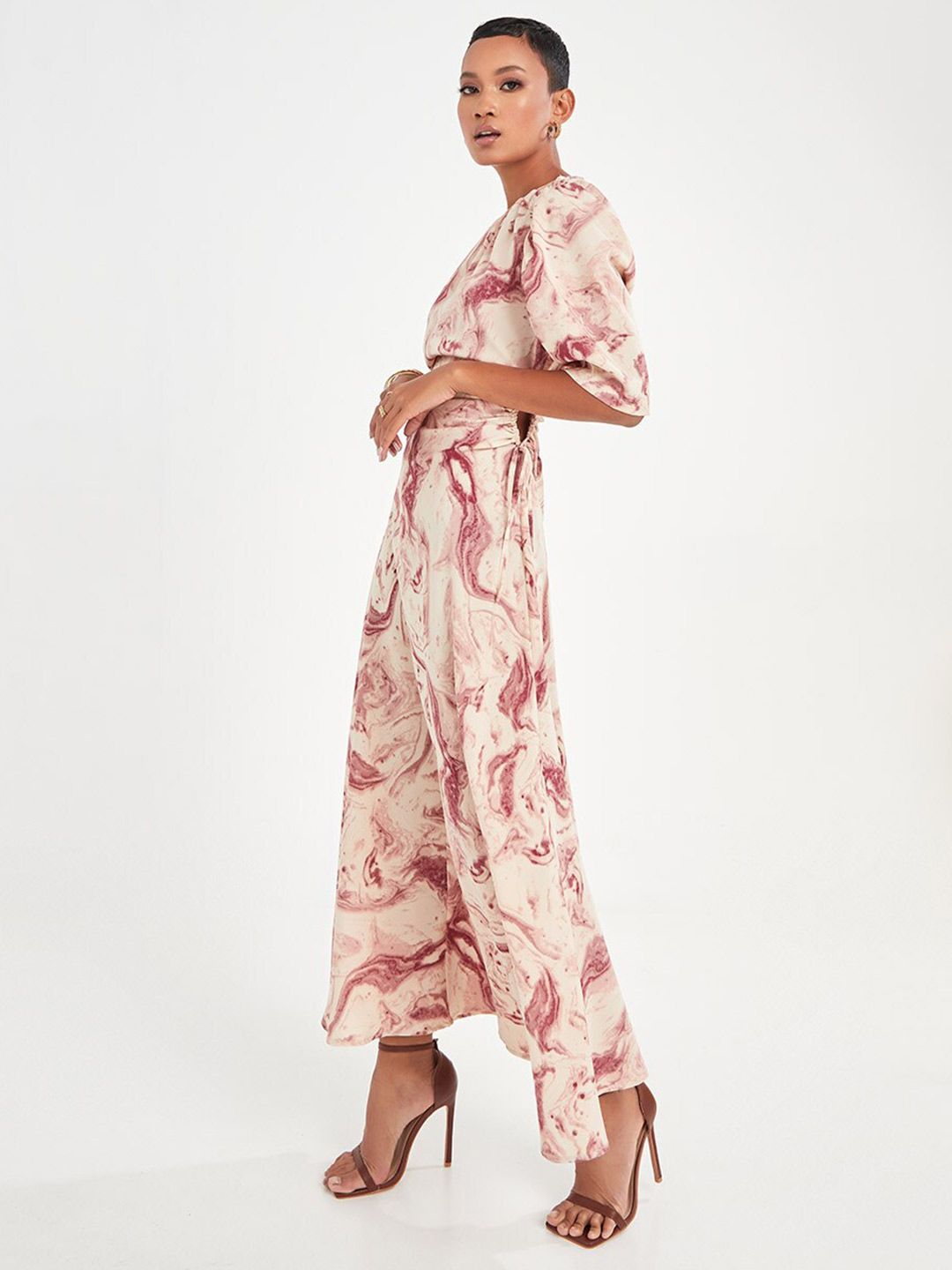 Styli Multicoloured Floral Tie-Up Neck Maxi Dress Price in India