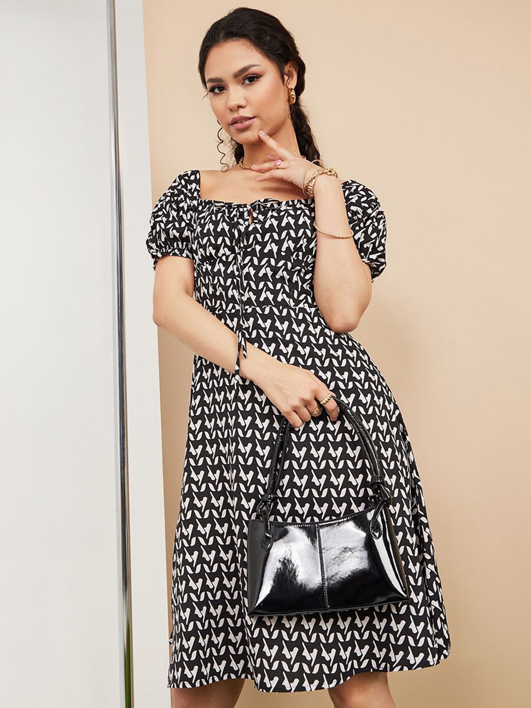 Styli Black Off-Shoulder Midi Dress Price in India