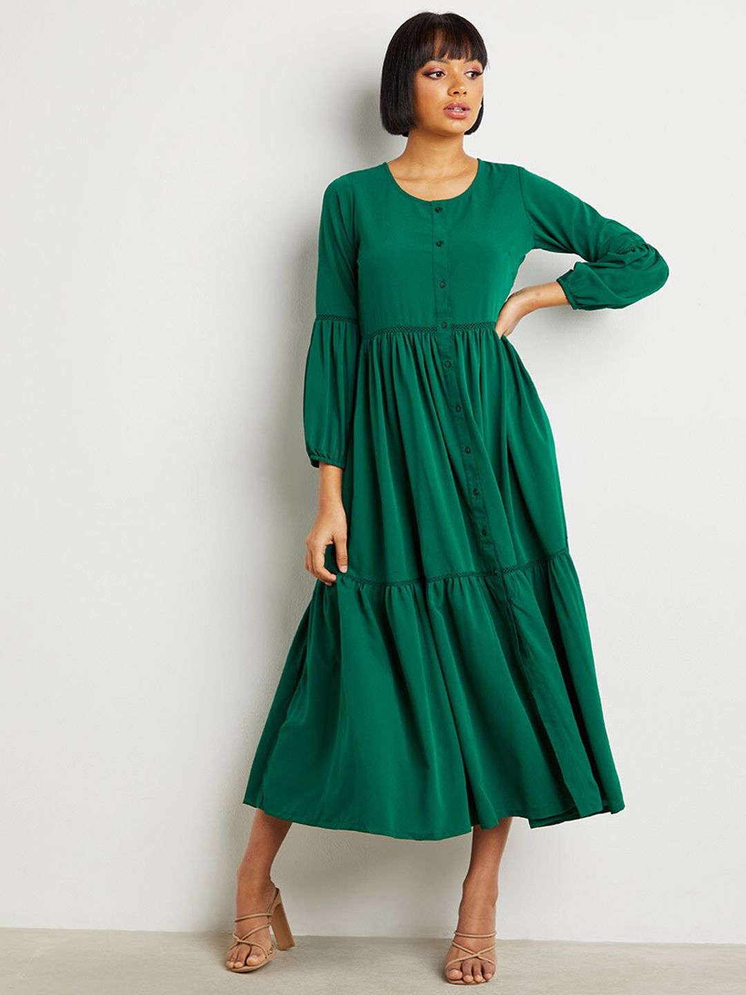 Styli Green Midi Dress Price in India