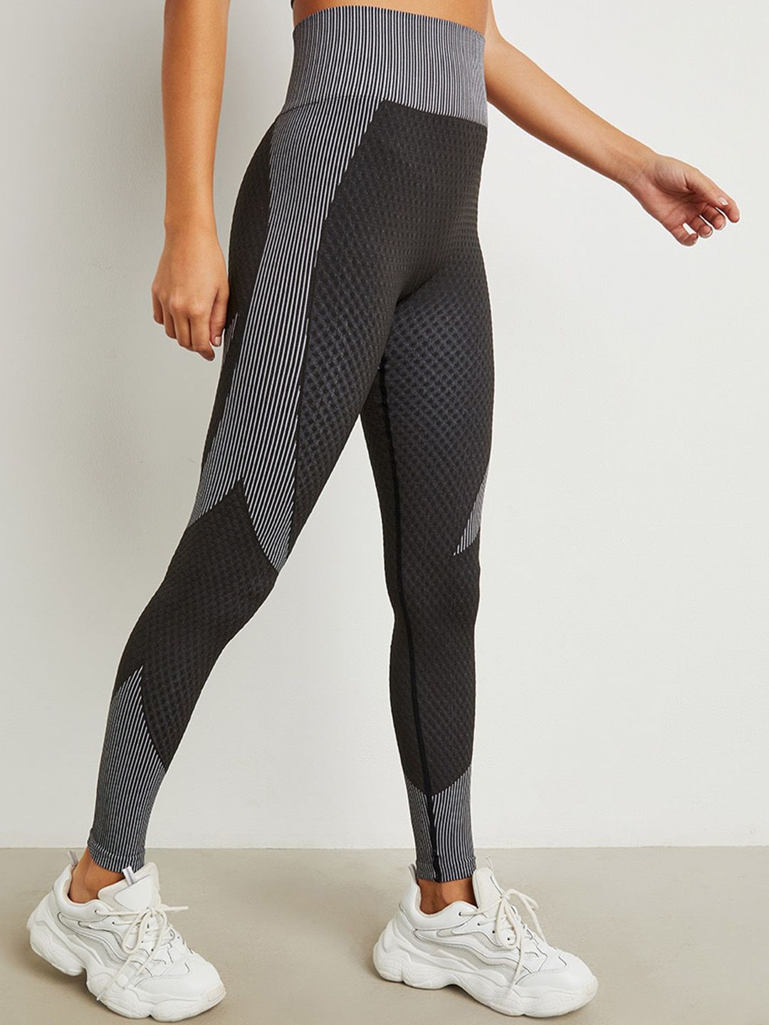 Styli Women Grey Striped Tights Price in India