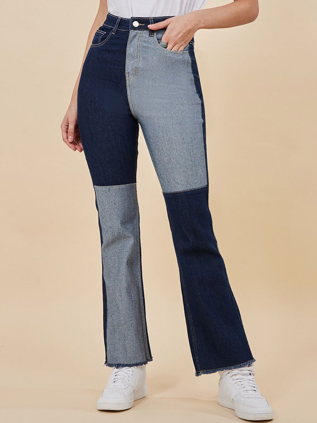 Styli Women Multicoloured Flared High-Rise Light Fade Jeans Price in India