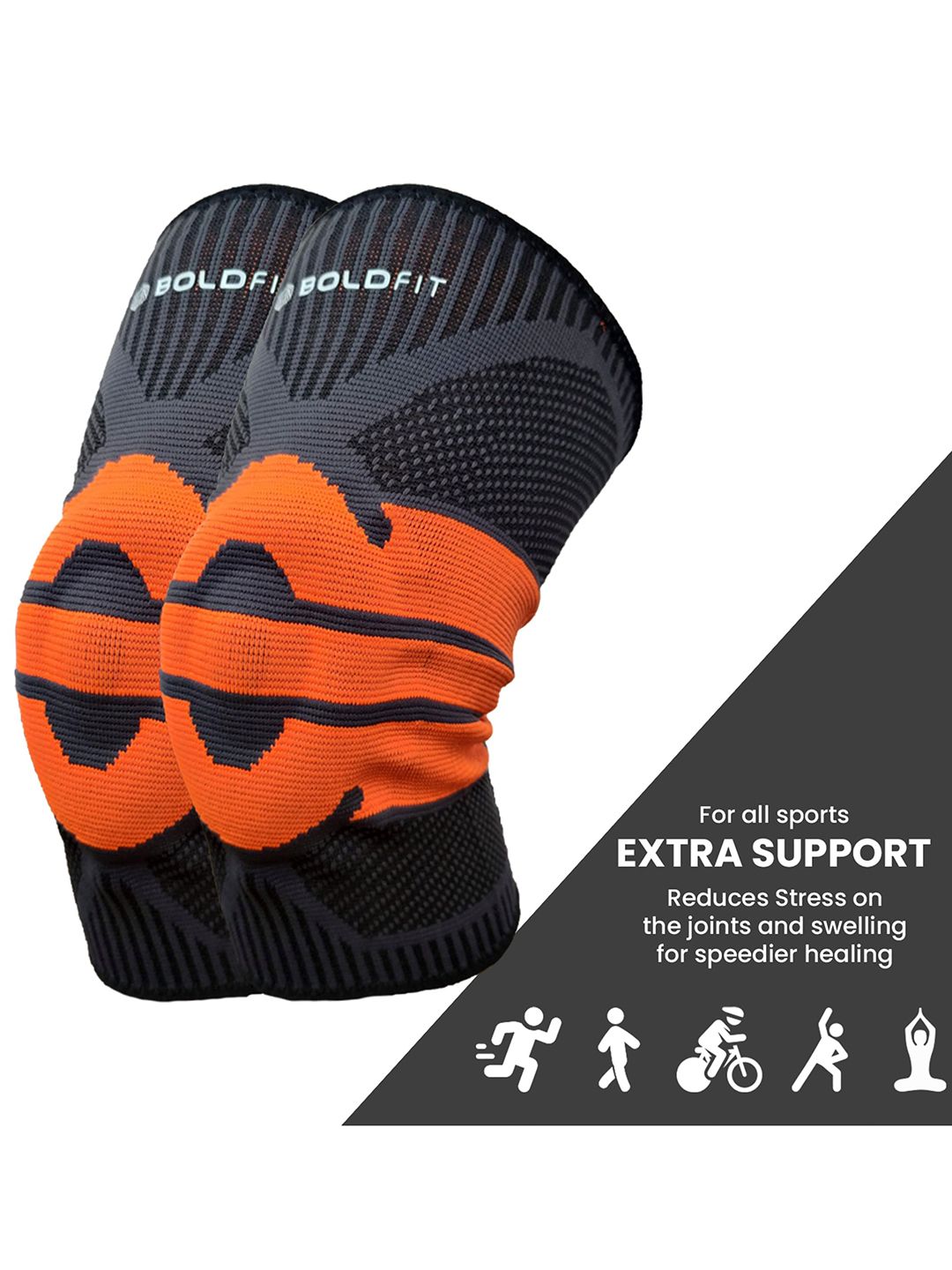 BOLDFIT  Orange and Black Solid Knee Support Cap Price in India
