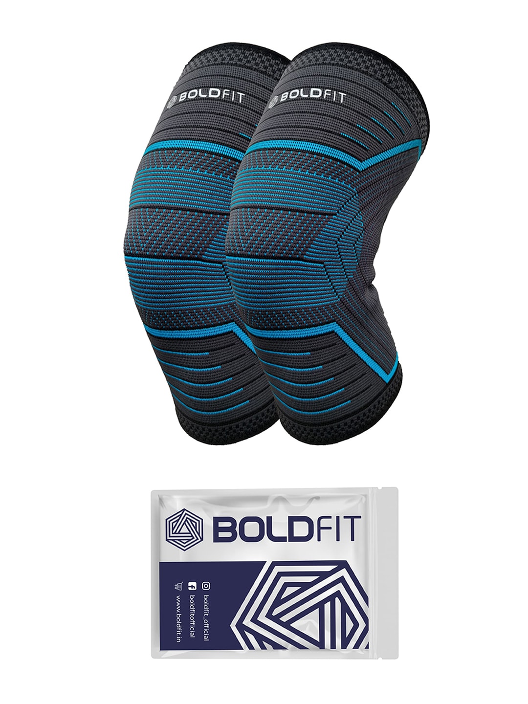 BOLDFIT Black & Blue Solid Knee Support Cap Price in India