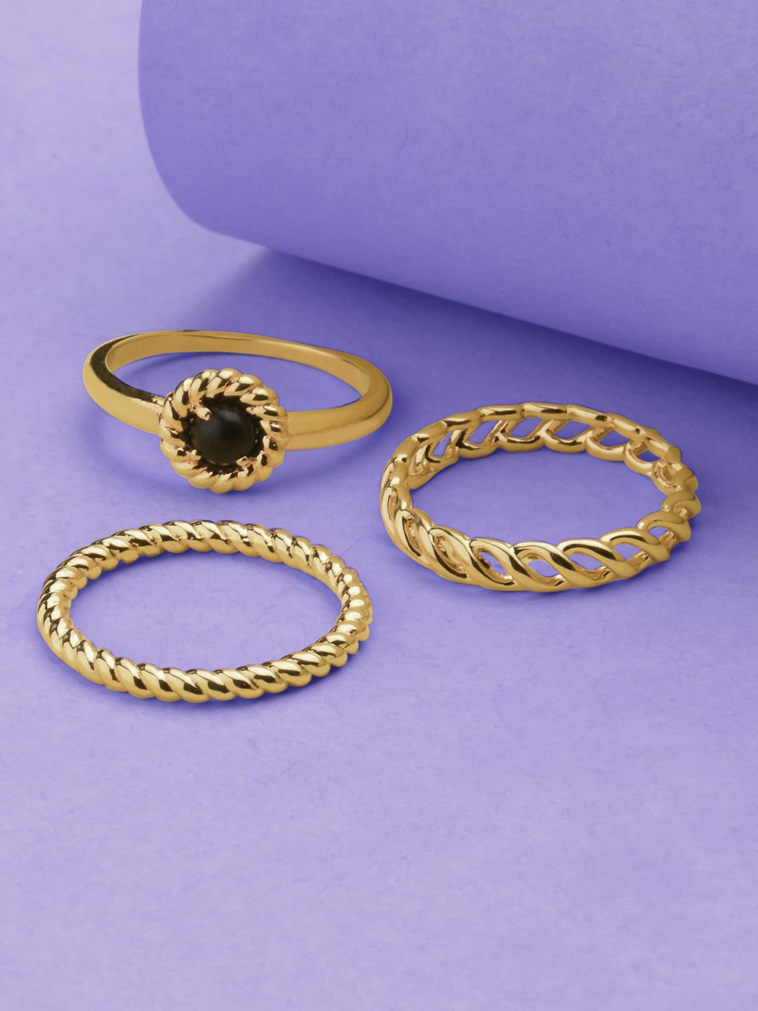 Accessorize Women Set Of 3 Gold Plated Charm Rings Price in India