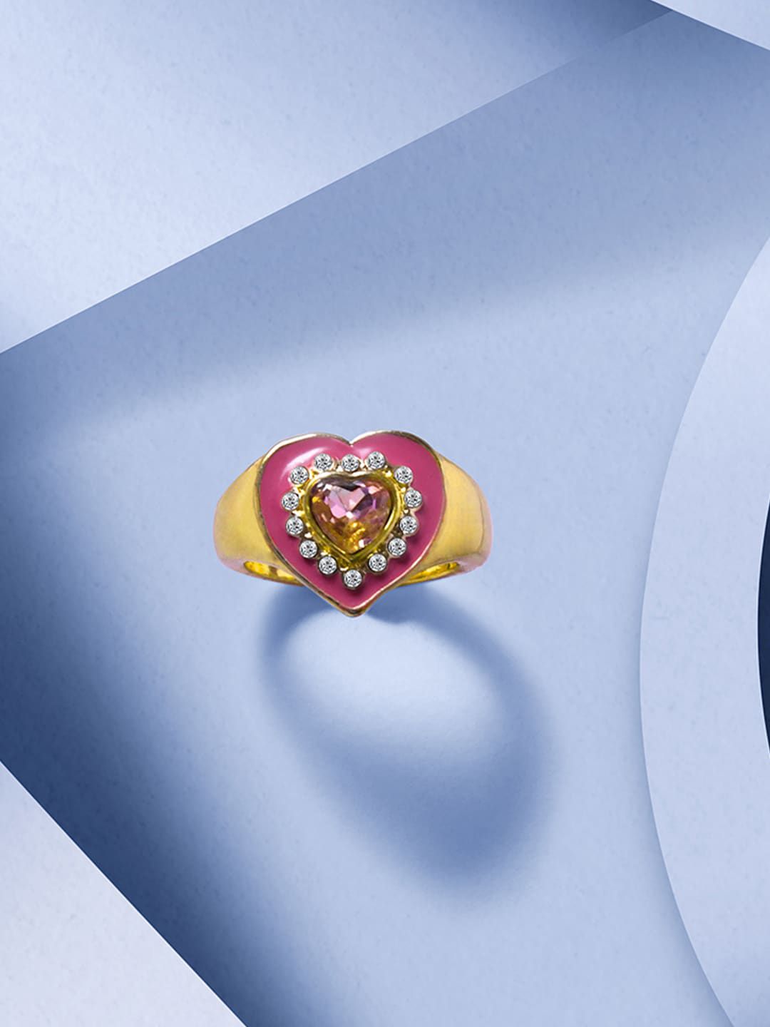 Accessorize Gold-Toned Purple Stone Studded Heart Signet Finger Ring Price in India