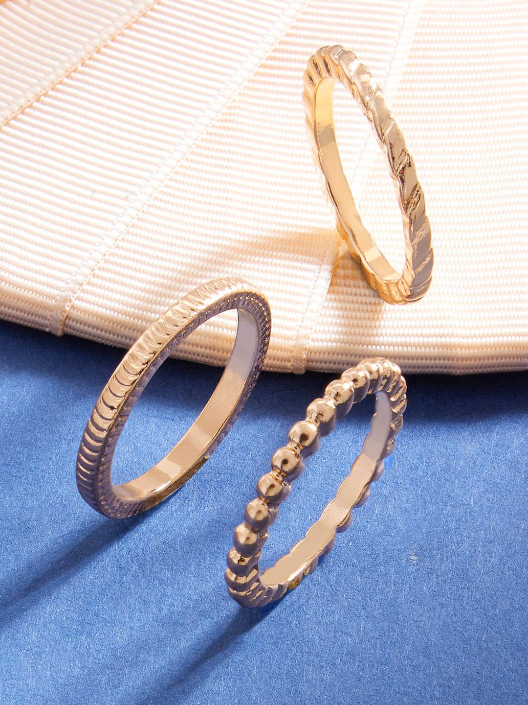 Accessorize Set of 3 Gold-Toned Twist Ring Price in India