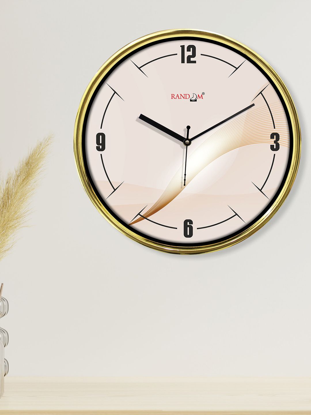 RANDOM Peach-Coloured & Peach-Coloured Printed Contemporary Wall Clock Price in India