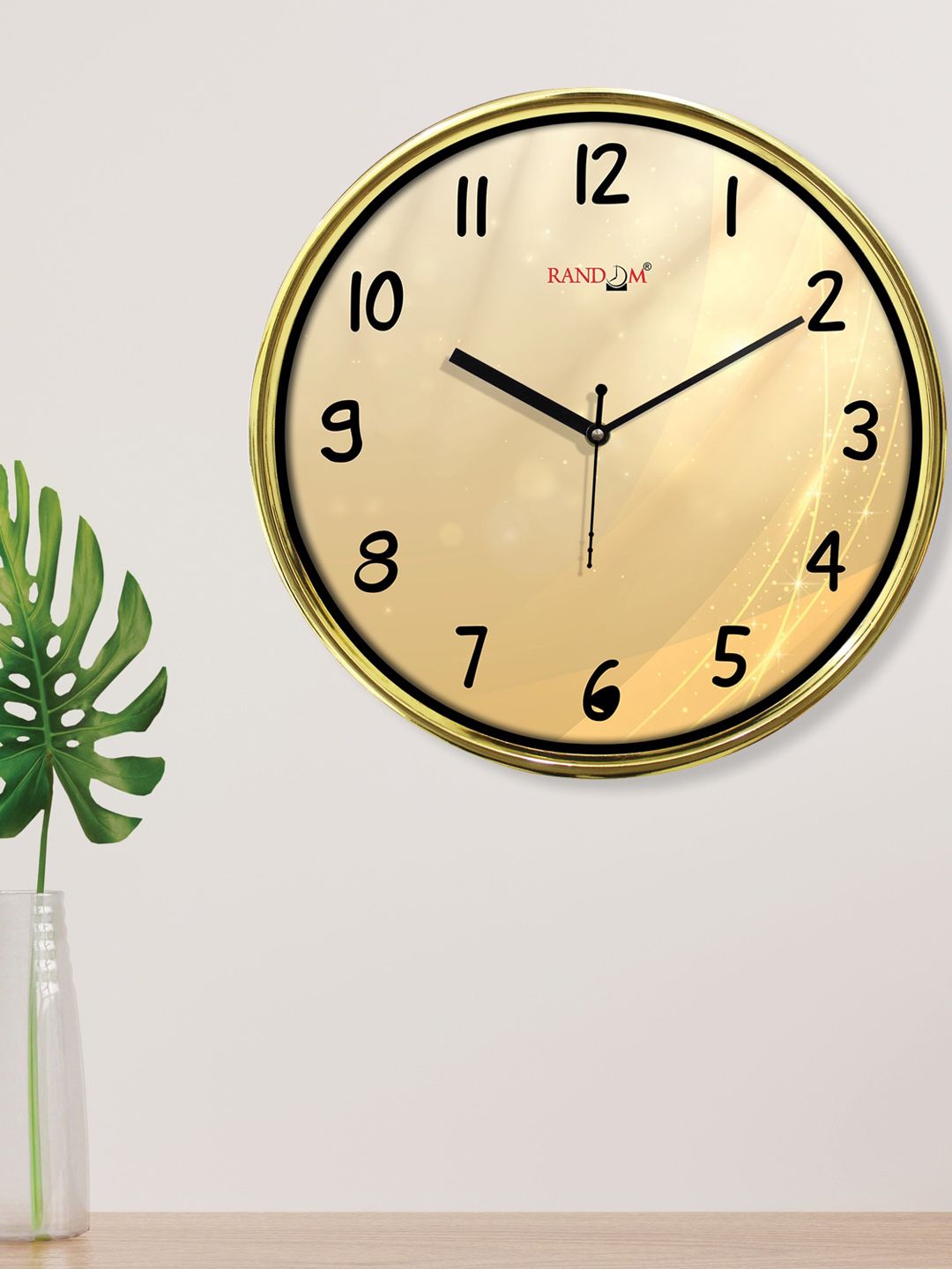 RANDOM Gold-Toned Printed Contemporary Wall Clock Price in India