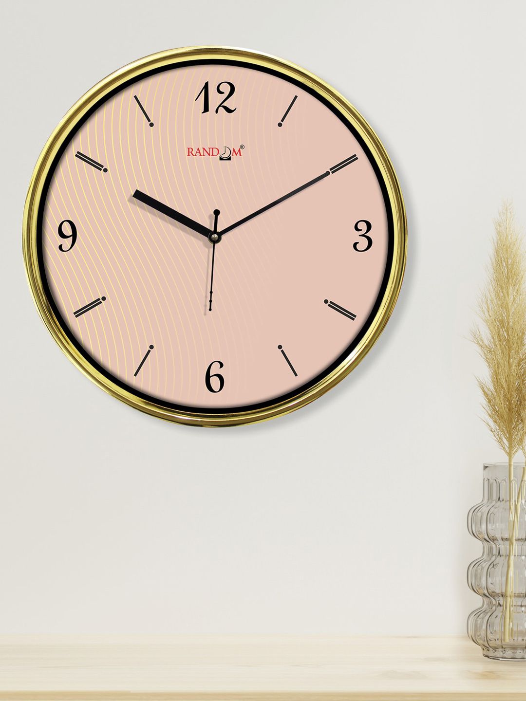 RANDOM Peach-Coloured Printed Contemporary Wall Clock Price in India