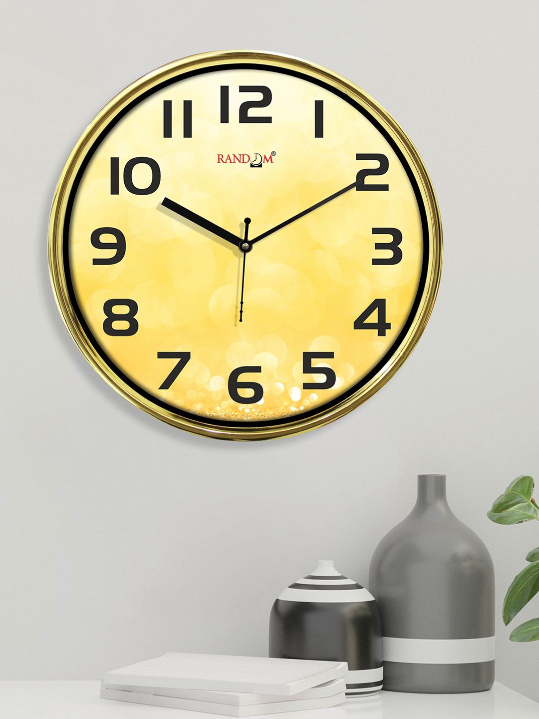 RANDOM Yellow & Yellow Printed Contemporary Wall Clock Price in India