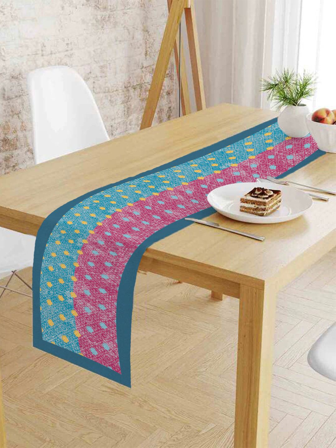 HOUZZCODE Pink & Blue Digital Printed Table Runner Price in India