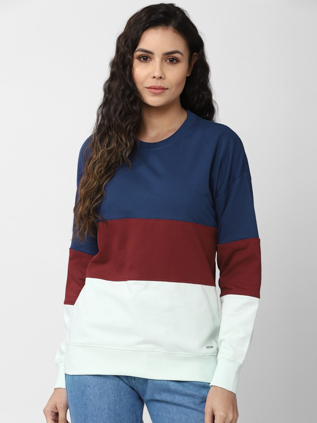 Van Heusen Woman Women Multicoloured Colourblocked Sweatshirt Price in India